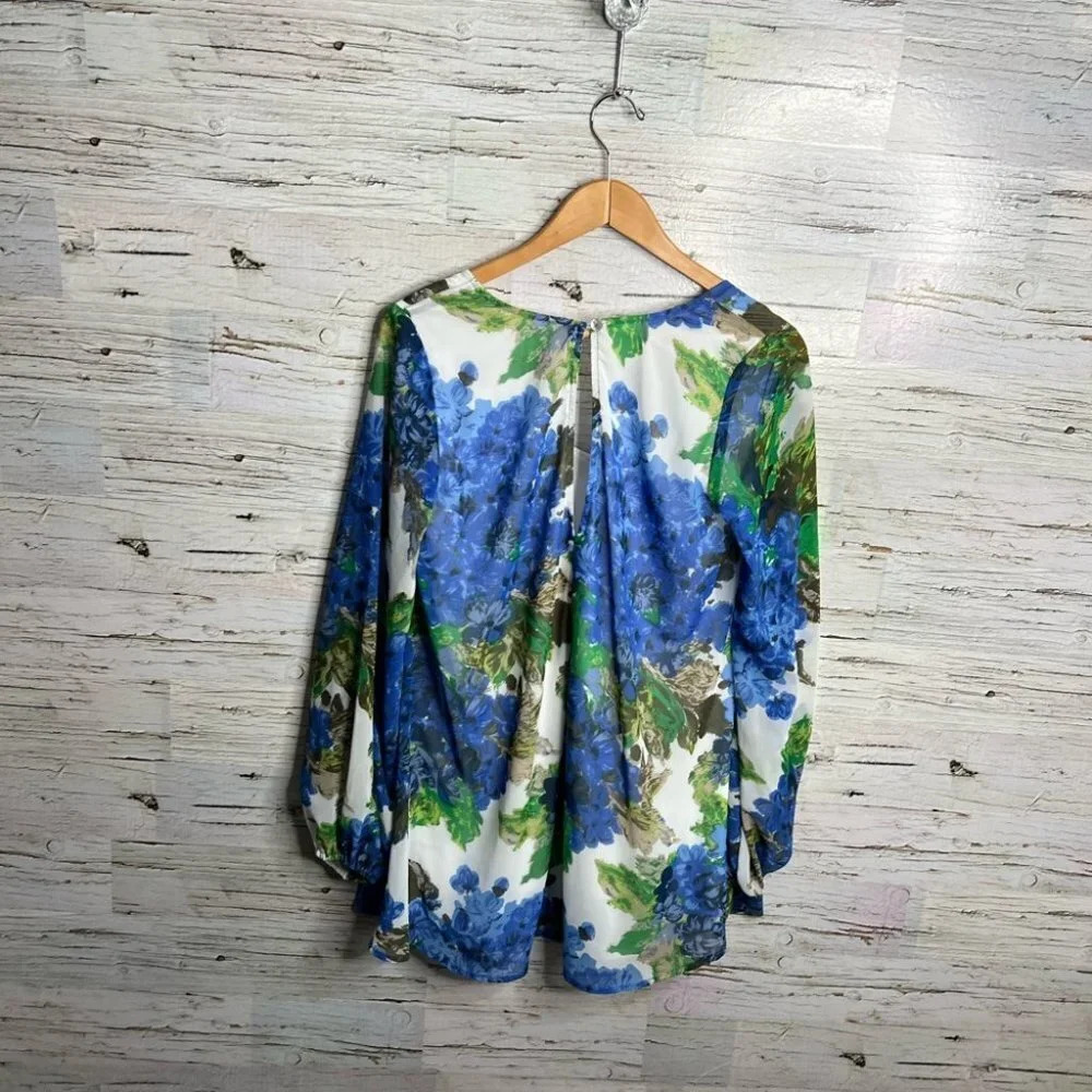 Show Me Your Mumu Donna Michelle Tunic Dress Medium Blue Floral - Picture 6 of 8